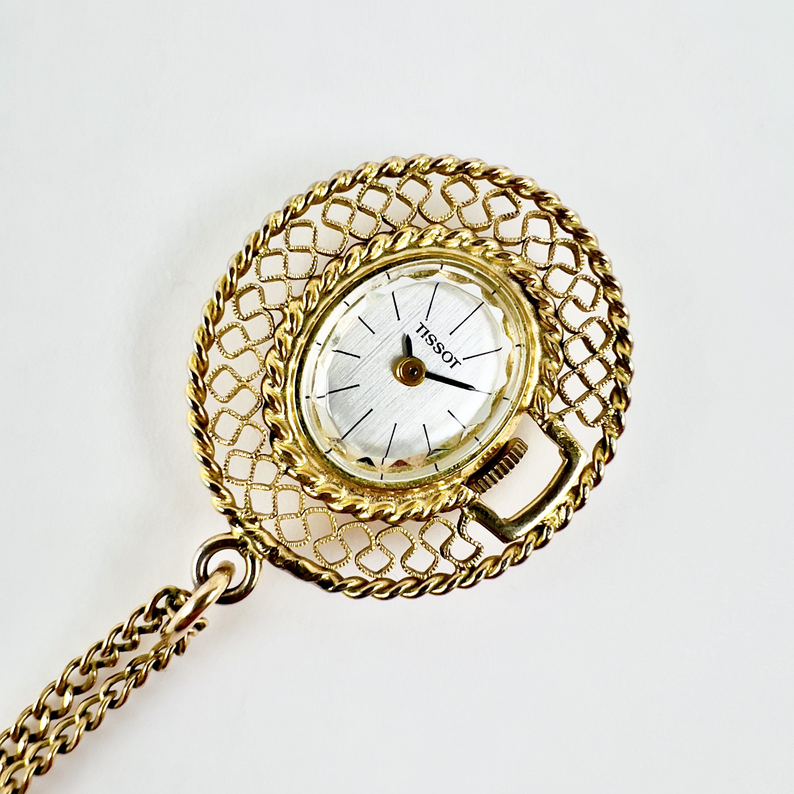 Pendentif Montre Tissot plaqué or vue face