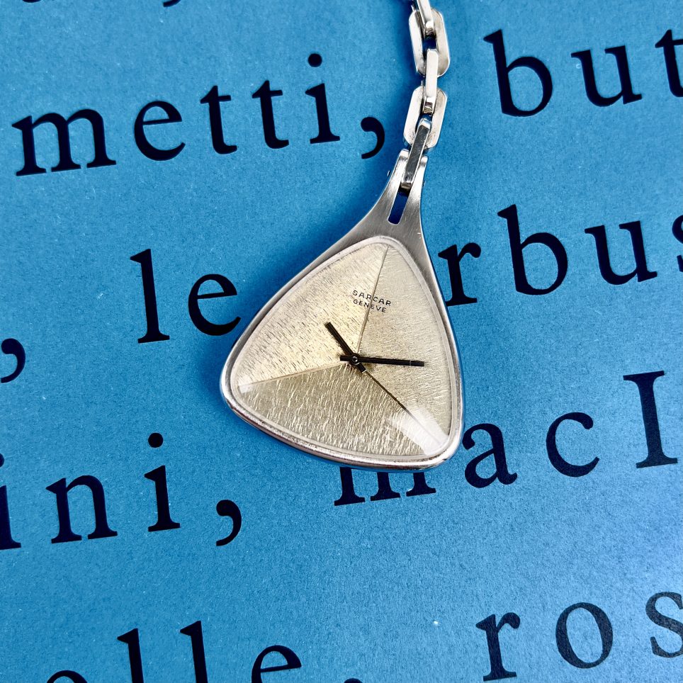 RARE SARCAR GENEVA WATCH PENDANT, SOLID SILVER, CA. 1972